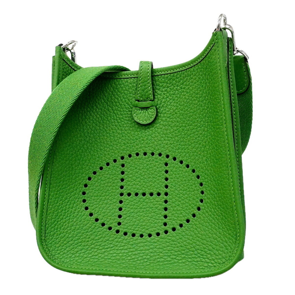 Hermes Shoulder Bag Evelyne TPM Taurillon Clemence Vert Yucca G Stamp Women's